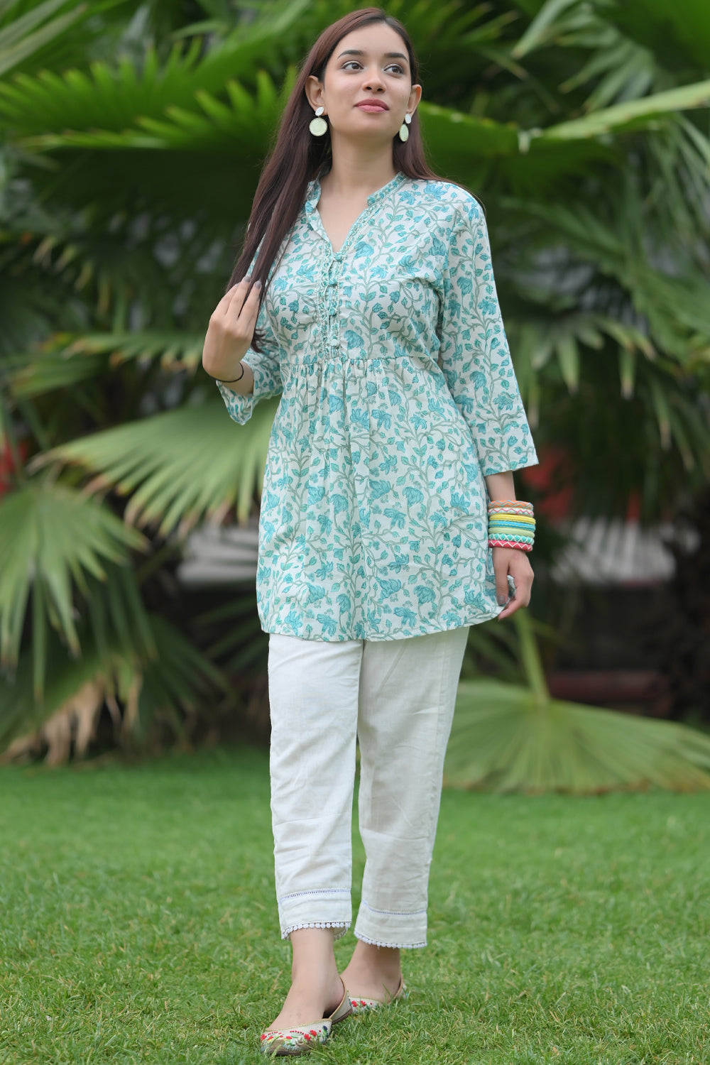 printed PURE cotton kurtis pant set at Rs.650/Piece in surat offer by  Poonam Designer